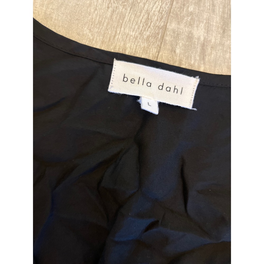 Bella Dahl Black EcoVera V-Neck Smocked Waist Midi Dress B6773-C01-302 Size L